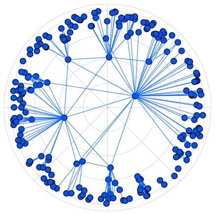 A random hyperbolic graph drawn in the Poincaré disk